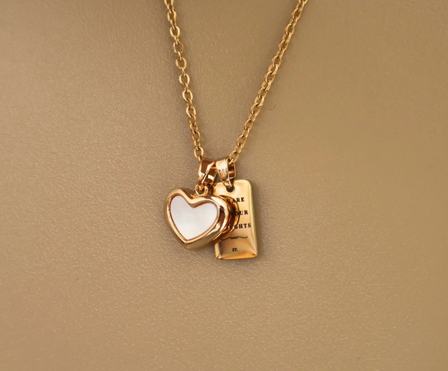 Small Mother of Pearl Heart Necklace