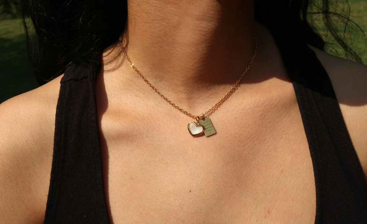 Small Mother of Pearl Heart Necklace