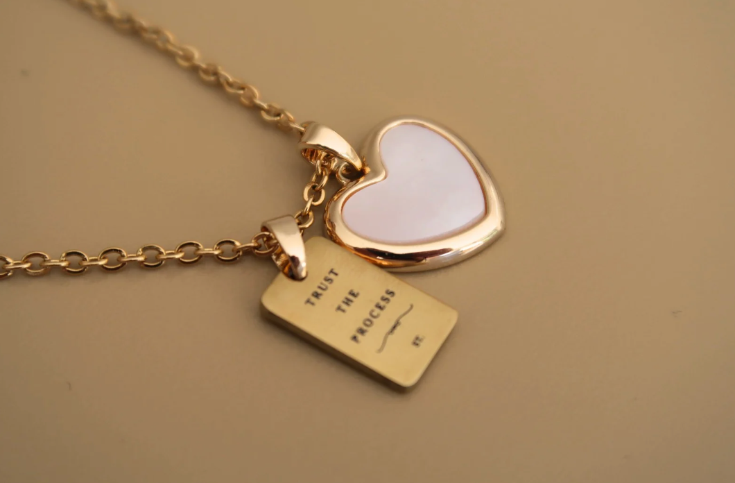 Large Mother of Pearl Heart Necklace