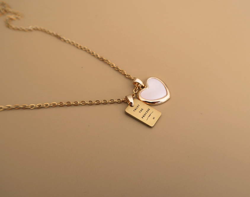 Large Mother of Pearl Heart Necklace