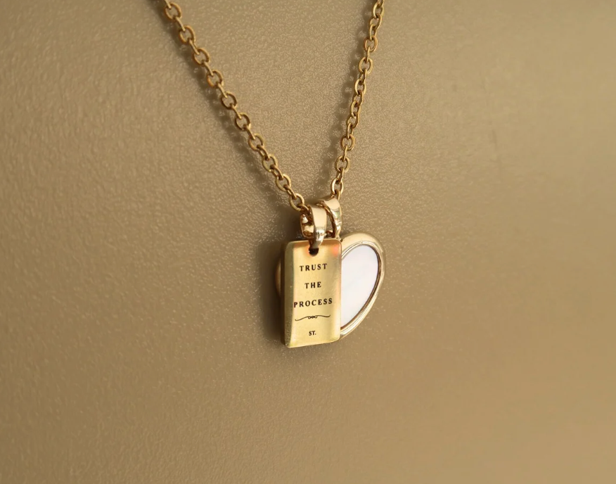 Large Mother of Pearl Heart Necklace