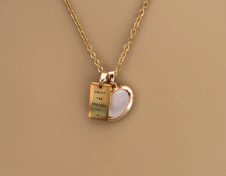 Large Mother of Pearl Heart Necklace