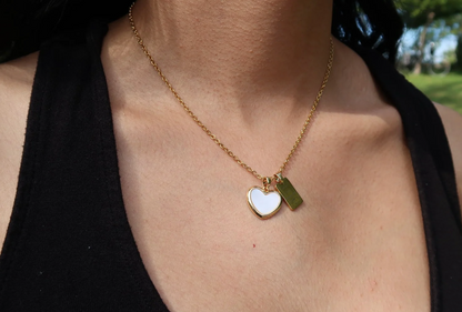 Large Mother of Pearl Heart Necklace