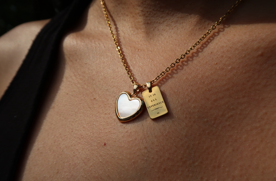 Large Mother of Pearl Heart Necklace